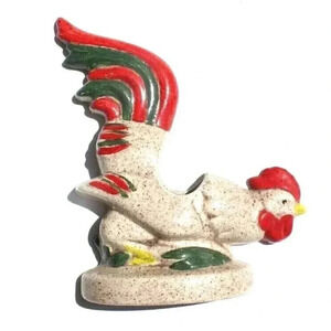 Vtg MCM California Art Pottery Fighting Rooster Figurine Wall Pocket Vase